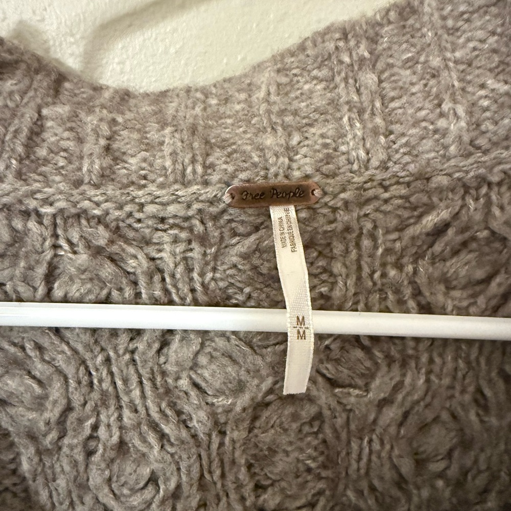 Free People Taupe Cable Knit Cardigan (wool blend) - Picture 2 of 3